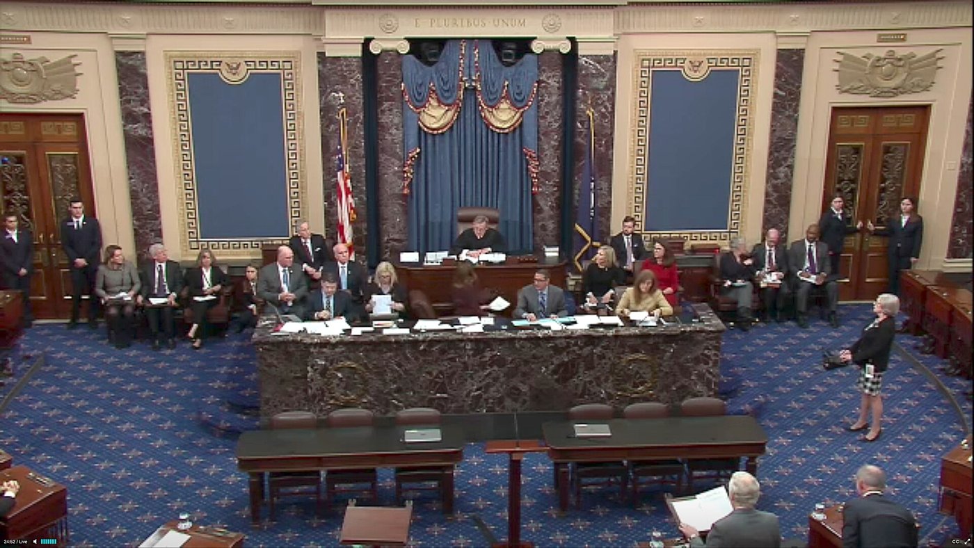 Chief Justice John Roberts presiding over the 2020 Senate impeachment trial
