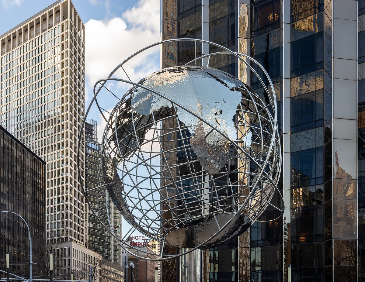 The Columbus Circle globe sculpture in Manhattan, New York