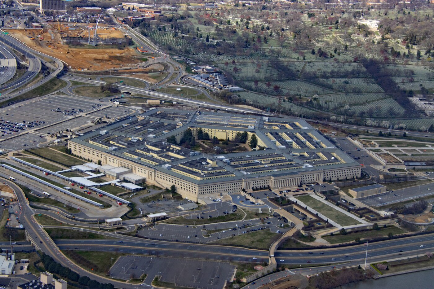 Aerial photograph of the Pentagon in Arlington, Virginia