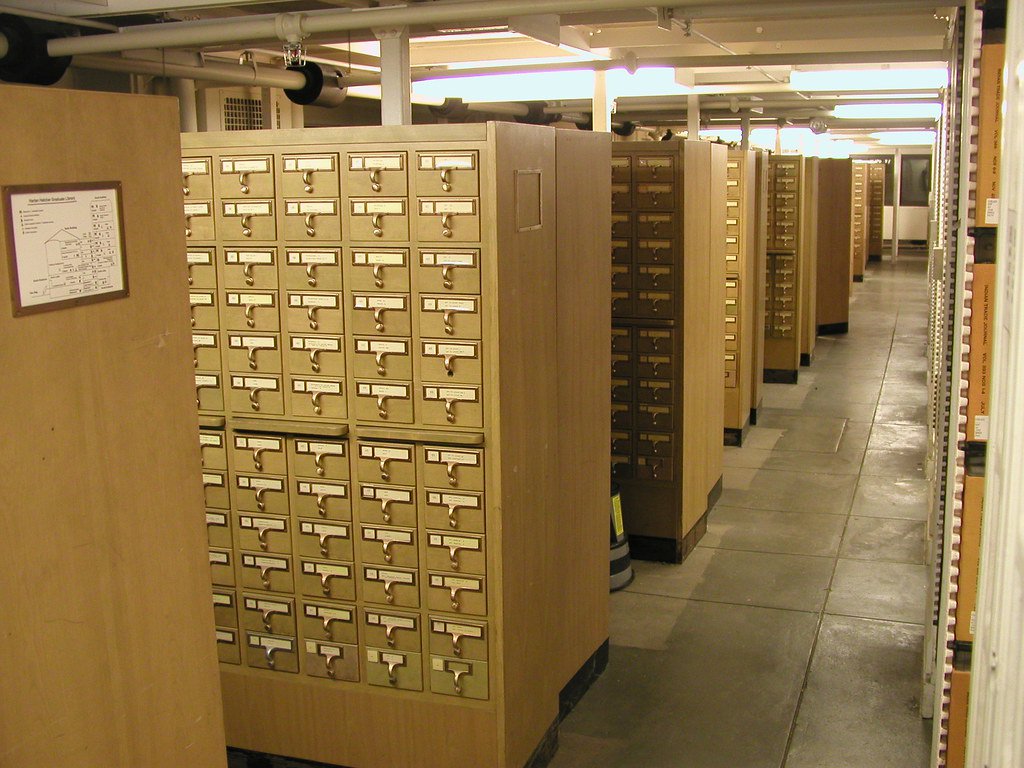 A university library card catalog, the original index for finding anything.