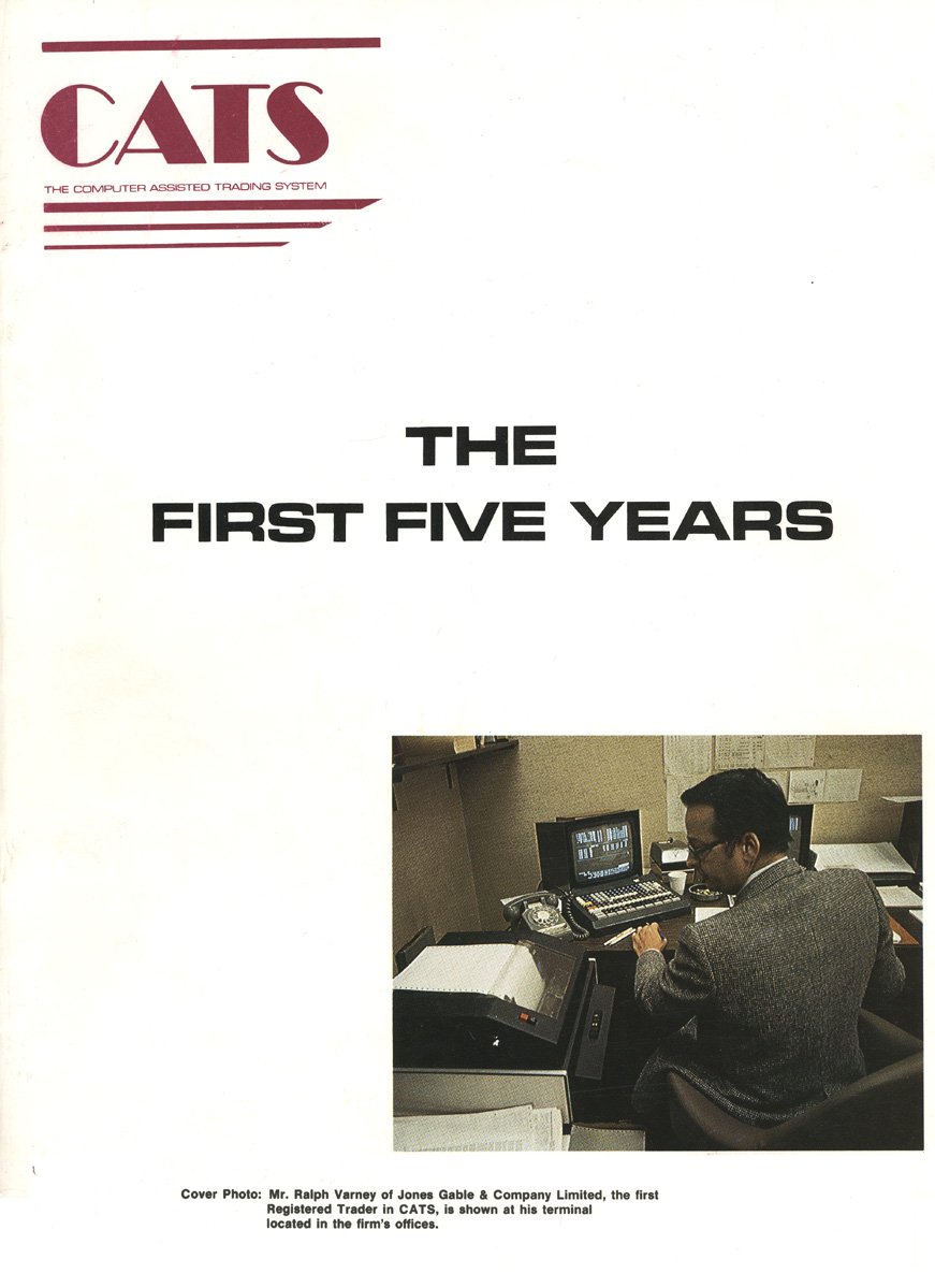 TSX CATS booklet cover showing trader Ralph Varney at a CATS terminal