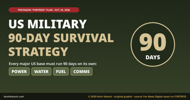 US military 90-day survival strategy: under the Pentagon FORTRESS plan, every major US base must run 90 days on its own power, water, fuel and communications